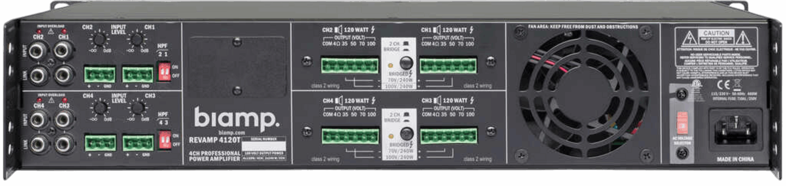 REVAMP4120T AMPLIFICADOR 4 CANALES 120W 100v BIAMP - Image 2